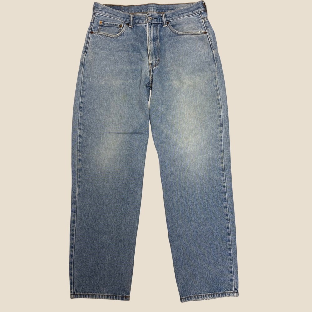Levis 550 Relaxed Fit Jeans Light Wash Denim Blue 34x32 Distressed 100% Cotton